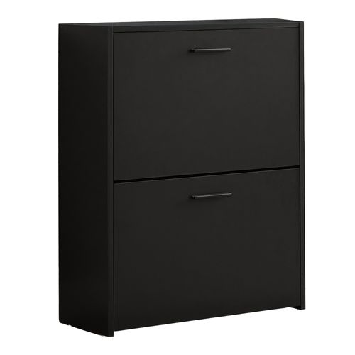 Meuble à Chaussures Noir 2 Abattants 12 Paires Bois Composite 60x24x80 Cm