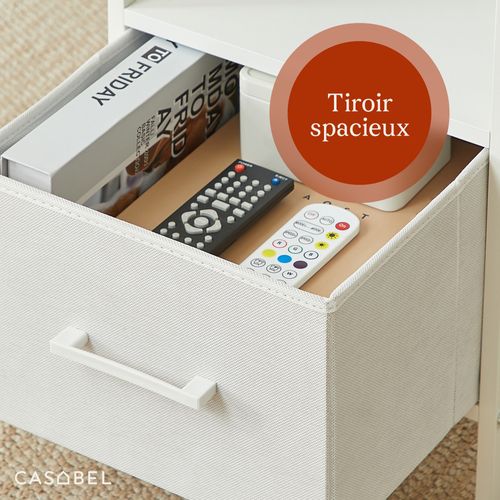 Lot De 2 Tables De Chevet Blanches En Bois Mdf, Métal Et Tissu