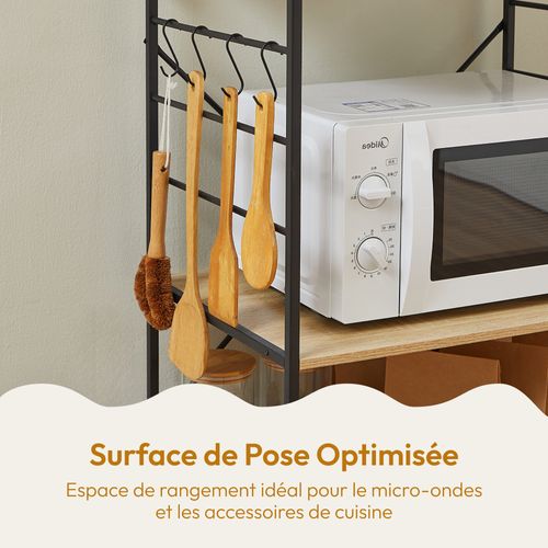 Meuble Cuisine Avec 4 Étagères, 60x40x123 Cm, Métal Noir