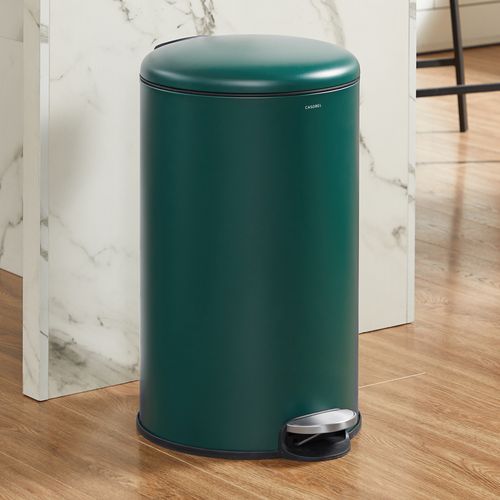 Poubelle 50l - Acier Inoxydable, Pédale Et Couvercle, Verte