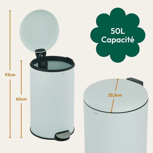 Poubelle 50l - Acier Inoxydable, Pédale Et Couvercle, Vert Menthe