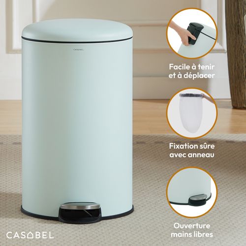 Poubelle 50l - Acier Inoxydable, Pédale Et Couvercle, Vert Menthe