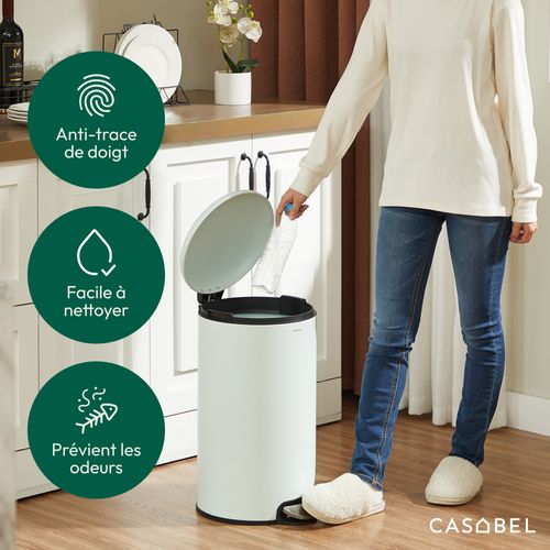 Poubelle 30l - Acier Inoxydable, Pédale Et Couvercle, Vert Menthe