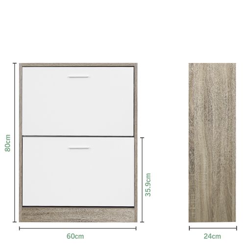 Meuble Rangement Chaussure 12 Paires - Pour Entree Couloir - 60x24x80 Cm - Blanc Bois Clair