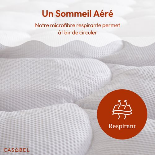 Surmatelas Rafraîchissant 140x190 Cm Microfibre Gaufrée Premium Blanc, 4 Cm, Fixation Élastique
