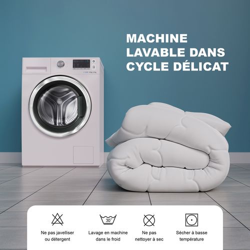 Couette 200x200 cm Chaude Grand Froid Diamant Blanc Garnissage densité 700 g/m2