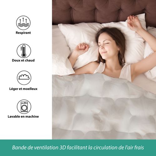 Couette 200x200 cm Chaude Grand Froid Diamant Blanc Garnissage densité 700 g/m2