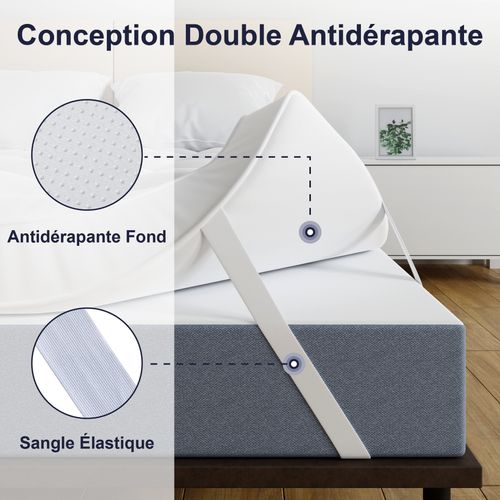 Surmatelas 90x190 Cm Respirant En Microfibre, Antidérapant, Hypoallergénique