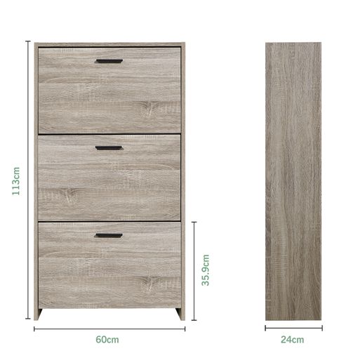 Meuble Rangement Chaussure 18 Paires - Pour Entree Couloir - 60x24x113 Cm - Bois Clair