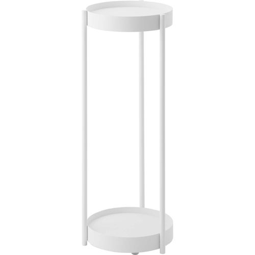 Support 2 Niveaux Pour Plantes Sur Roulettes Blanc