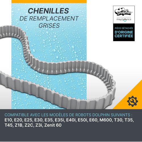 Chenilles De Remplacement Grises (2 Pièces) Pour Dolphin Gamme E Et T - 9983152-r2