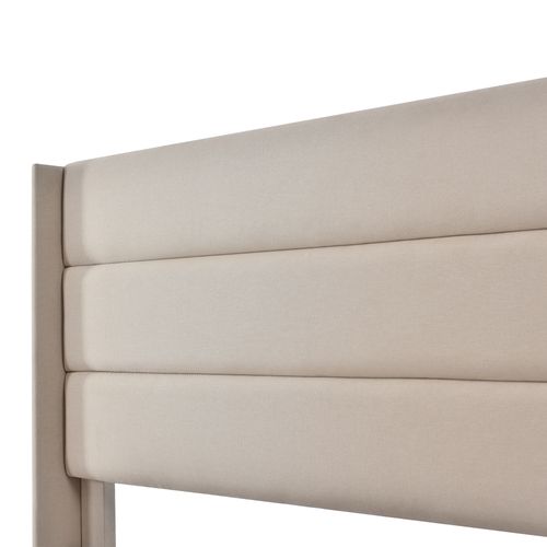 Lit Double Lit Rembourré Coffre Hydraulique 160x200 Cm En Métal Et Lin - Beige