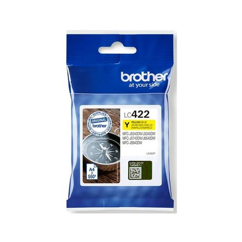 Cartouche Lc422y - Brother - Jaune - 550 P - Pour Business Smart Mfc-j5340dw - Mfc-j5345dw