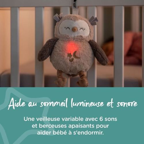 Peluche Veilleuse De Luxe Avec Crysensor, 6 Sons Apaisants, USB, Lavable En Machine,