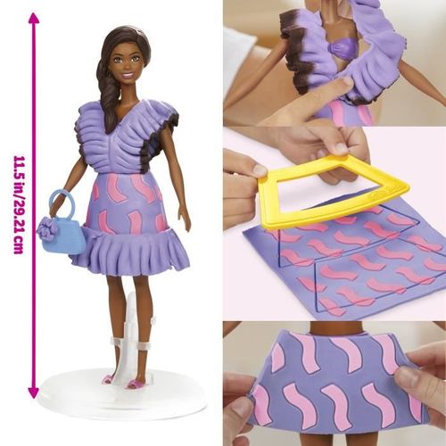Coffret Poupee Barbie Fashionistas Barbie Longs Cheveux Roses Et Robe Leopard Avec Haut Blanc