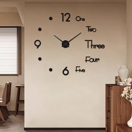 Horloge Murale Diy Acrylique Noire 130 Cm, Horloge Murale 3d Décorative Moderne
