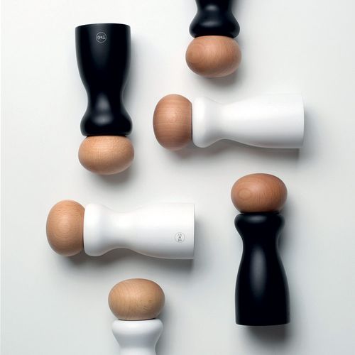 Moulin à Sel Sphère Hauteur 15 Cm Blanc En Bois