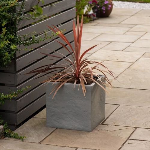 Pot De Fleur - L - Carré - Riven - Ø 38.5cm X 46.5cm H - Couleur Cendres