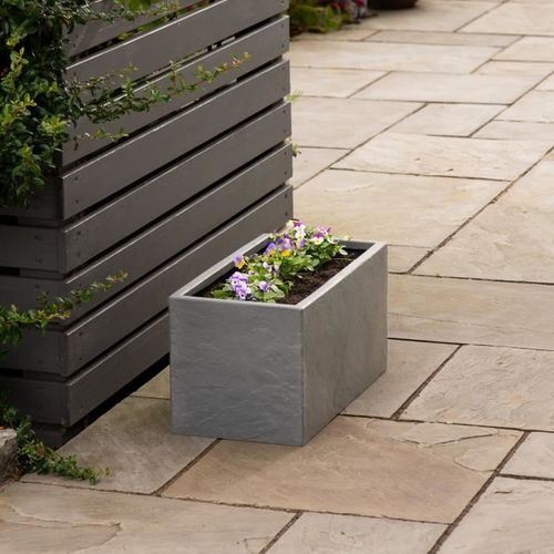 Pot De Fleur - Riven Trough - Ø 38.5cm X 17.5cm H X 46.5cm L - Couleur Cendres
