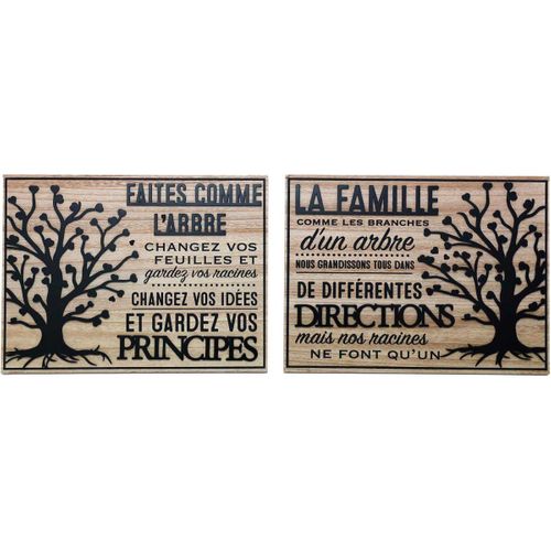 Plaque Décorative En Bois Famille Et Arbre De Vie 30 X 40 Cm (lot De 2)