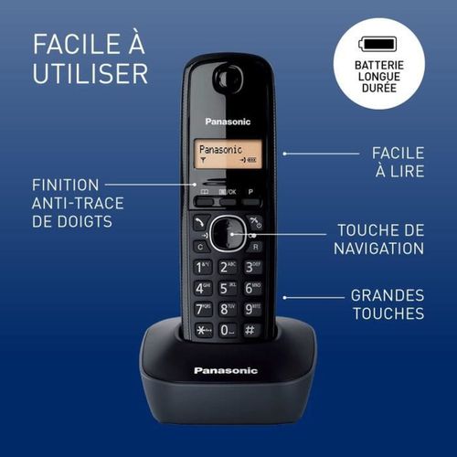 Téléphone Sans Fil Dect Noir - Kxtg1611frh