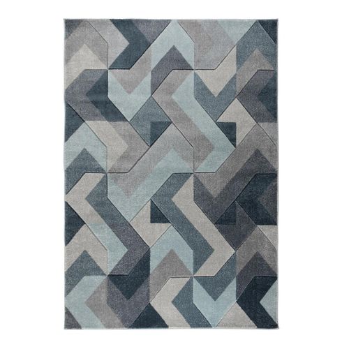Tapis Contemporain Effet 3d Graphique Pour Salon Aurora Bleu Jeans 160x230
