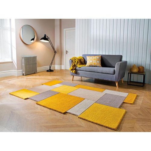 Tapis De Couloir Graphique En Laine Collage - 60x230cm