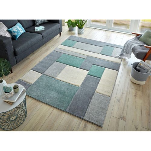 Tapis Cubisme Courtes Mèches Design Pour Salon Cosmos Menthe 120x170