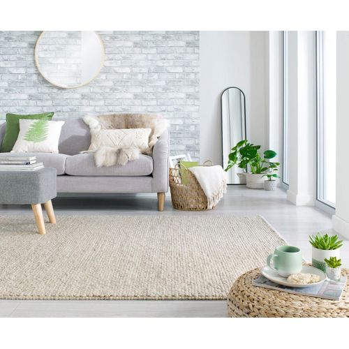 Tapis De Salon Rectangulaire En Laine Minerals Beige 160x230