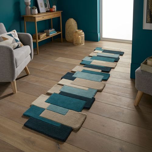 Tapis De Couloir Graphique En Laine Collage - 60x230cm
