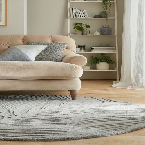 Tapis En Laine Rond Feuillage - 160x160cm