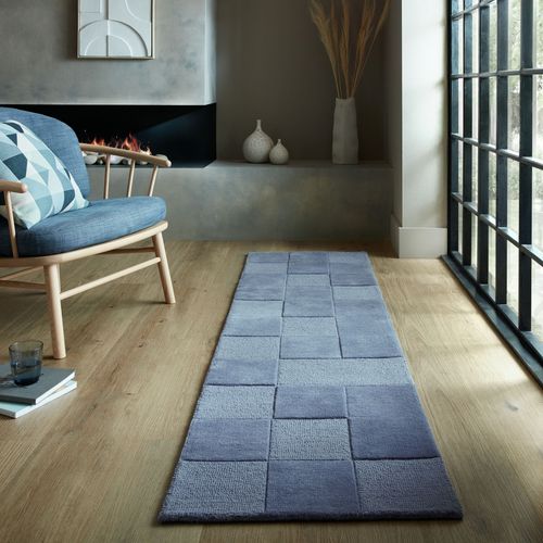 Tapis En Laine De Couloir Checkerboard - 60x230cm