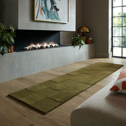 Tapis En Laine De Couloir Checkerboard - 60x230cm