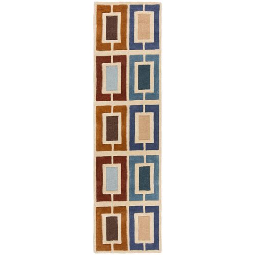 Tapis En Laine De Couloir Blocks Retro - 60x230cm
