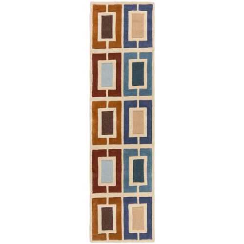 Tapis En Laine De Couloir Blocks Retro - 60x230cm