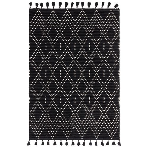 Tapis De Salon Nejd En Laine - Noir - 160x230 Cm