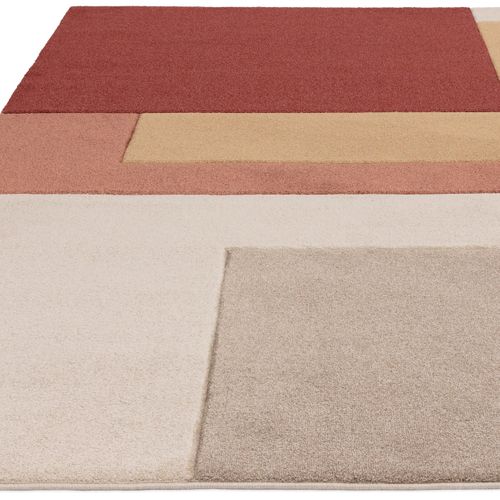 Tapis De Salon Blocus En Polypropylène - Rouge - 120x170 Cm