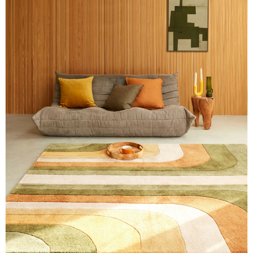 Tapis De Salon Moderne Style Rétro Tippy En Polyester - Vert - 160x230 Cm