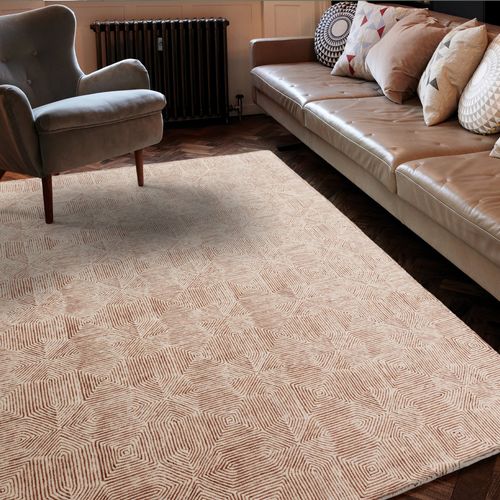 Tapis De Salon Moderne En Laine Cambridge En Laine - Beige - 200x300 Cm