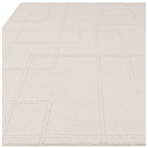 Tapis De Salon Pure Laine Linea En Laine - Blanc - 120x170 Cm