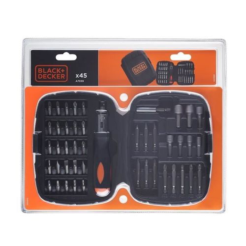 Kit Tournevis Et Embouts à Cliquet - Black+decker - A7039-xj - 45 Pieces