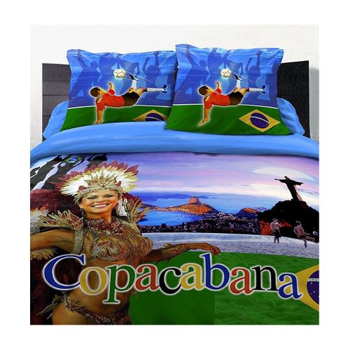 Copacabana Parure De Couette 100% Coton - Bleu - 220x240 Cm