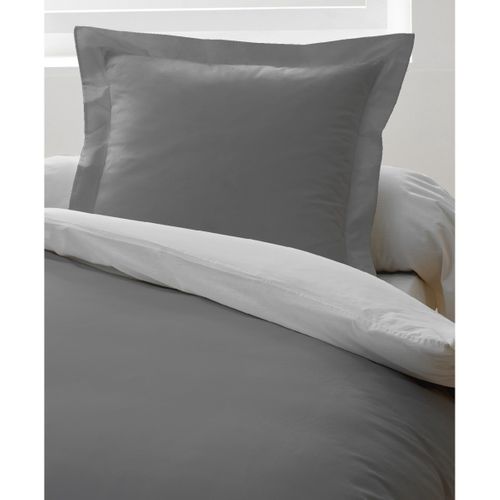 Bicolore Parure De Couette 100% Coton - Gris - 140x200 Cm