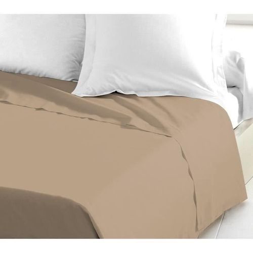 Drap Plat 100% Coton 180x290 Cm - 1 Personne - Beige