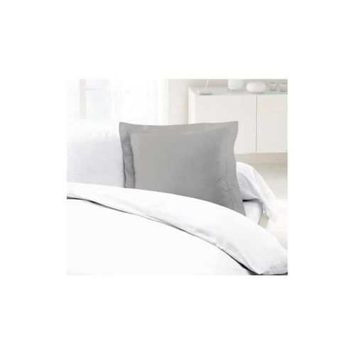 Lot De 2 Taies D'oreillers 100% Coton 63x63 Cm - Gris Clair