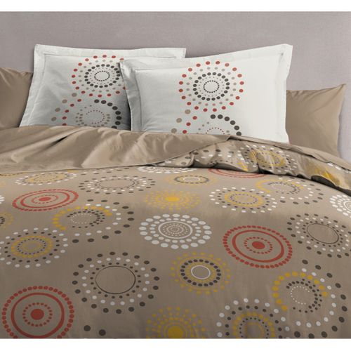 Hermine Parure De Couette 100% Coton - Beige - 240x260 Cm