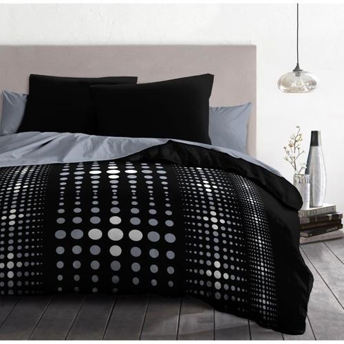 Parure De Couette Microfibre Steevy 220x240 Cm Et 2 Taies D'oreillers 63x63cm - Noir
