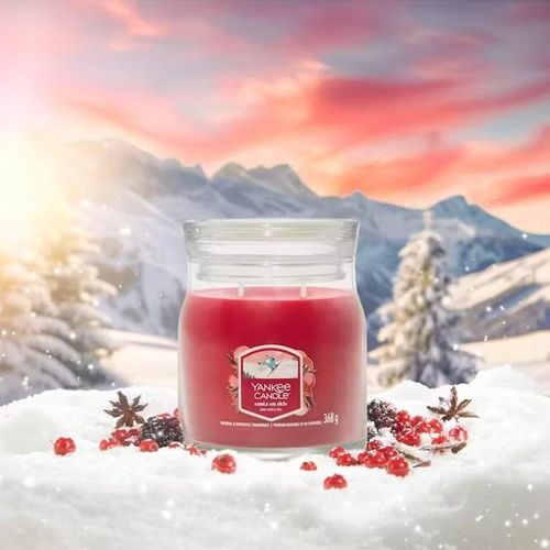 Moyenne Bougie Père Noël à Skis En Verre