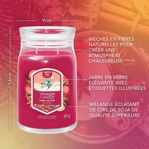 Grande Bougie Père Noël à Skis En Verre