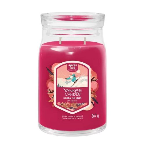 Grande Bougie Père Noël à Skis En Verre